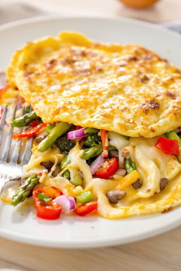 colorful veggie cheese omelet
