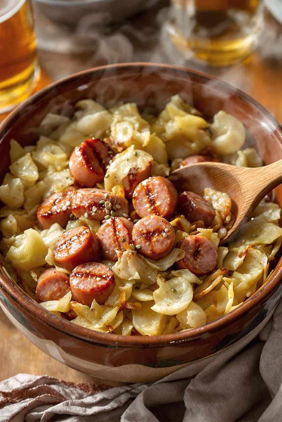 comforting bratwurst and cabbage