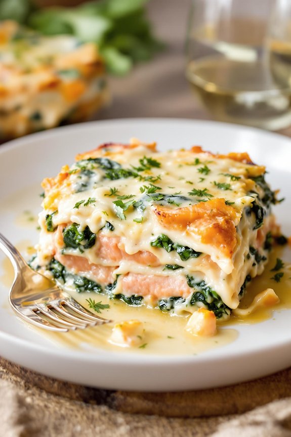 creamy dill salmon lasagna