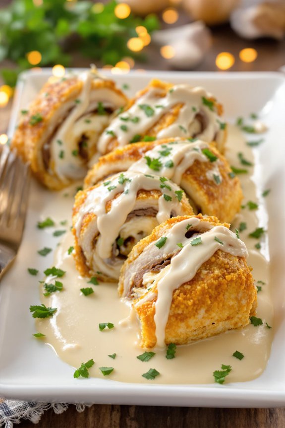 creamy garlic chicken roll ups