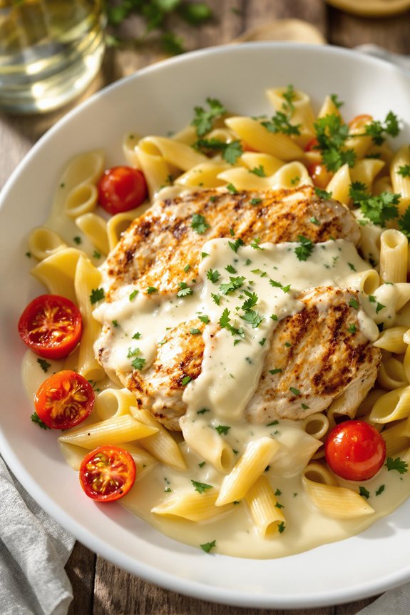 creamy goat cheese chicken pasta