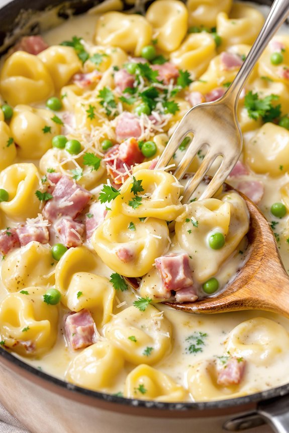 creamy ham and cheese tortellini