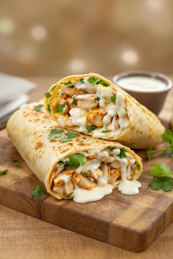 creamy ranch chicken wraps