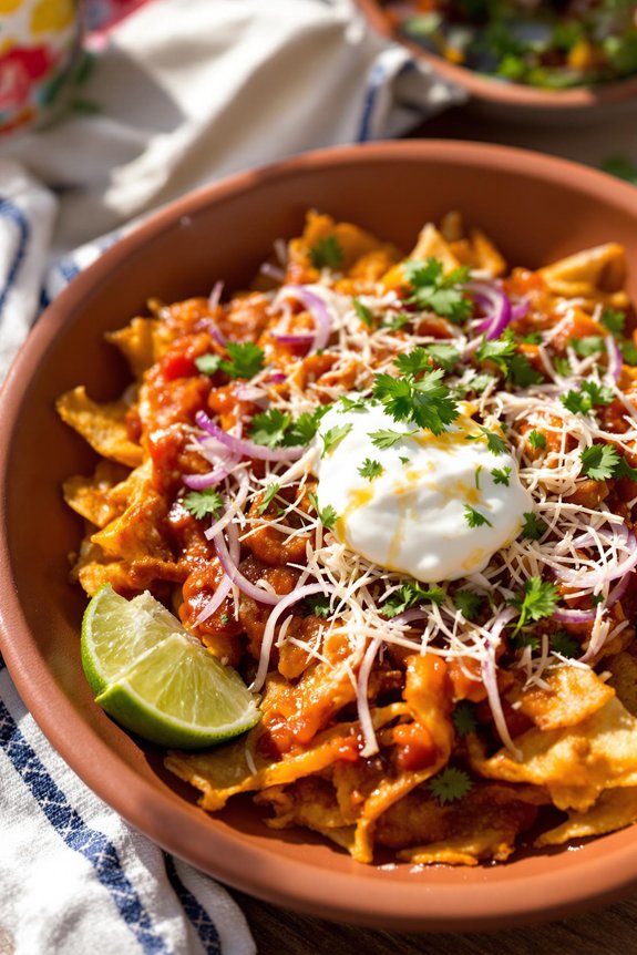 crispy tortillas with sauce