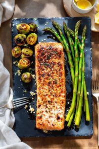 delicious salmon and vegetables