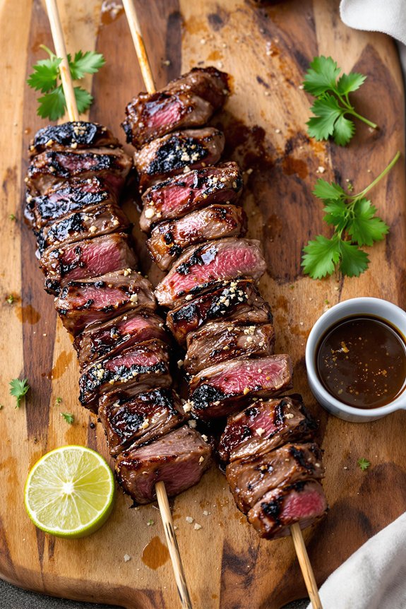 flavorful garlic steak skewers