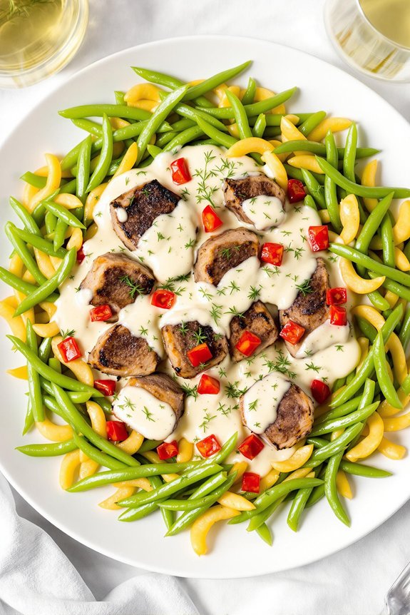 herb infused lamb with beans