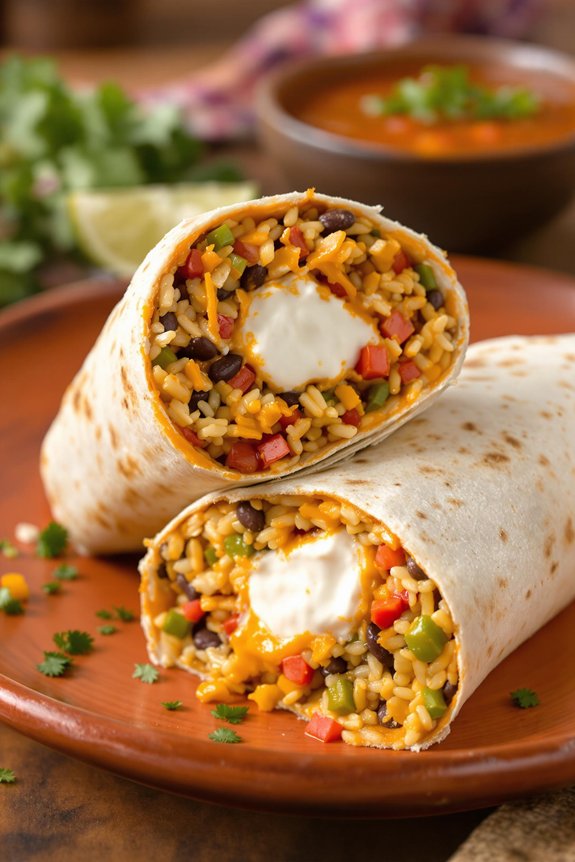 homemade mexican bean burrito