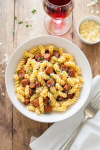 homemade sausage and pasta