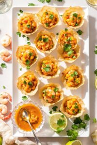 mango curry shrimp wonton cups