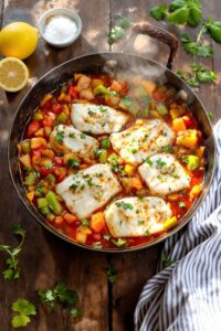 mediterranean fish tomato skillet