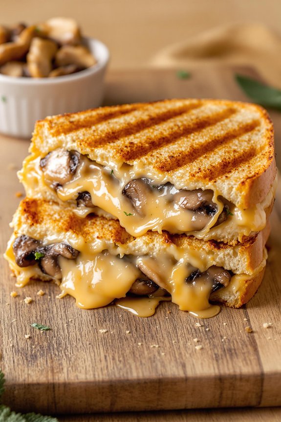 melty fontina mushroom panini