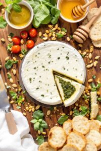 pesto filled creamy brie