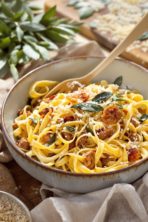 rustic sausage sage fettuccine