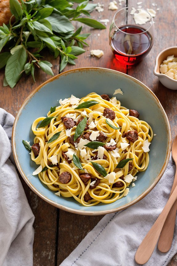 sausage and sage fettuccine