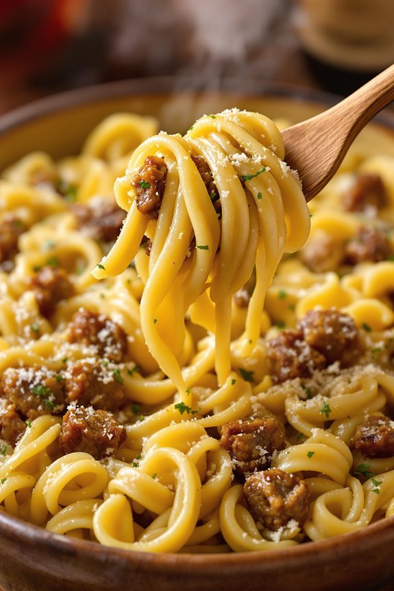 sausage pasta garlic parmesan