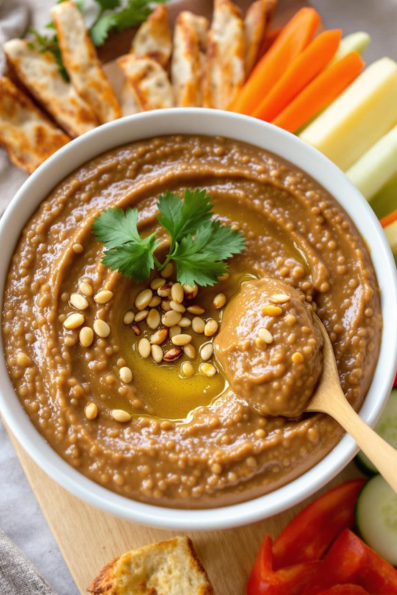 silky butter roasted lentil dip