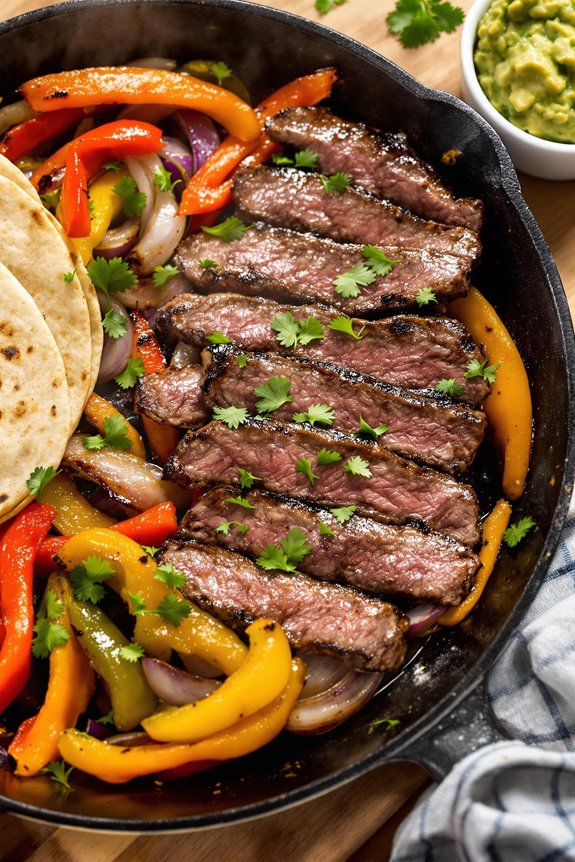 sizzling homemade steak fajitas