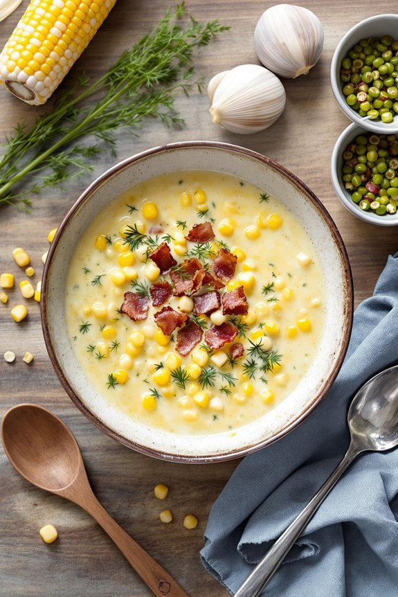smoky corn clam chowder