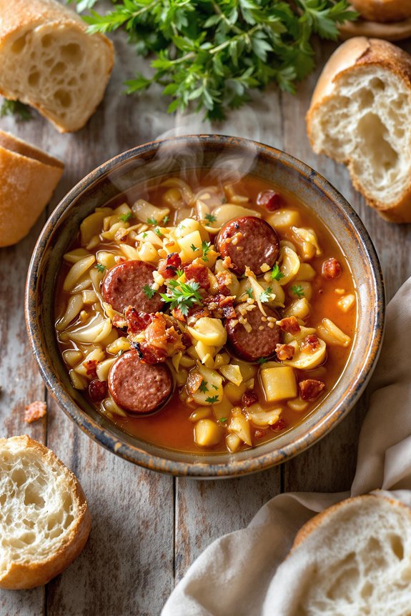 smoky kielbasa and cabbage