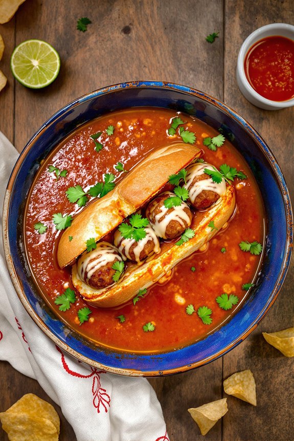 spicy mexican meatball sandwich