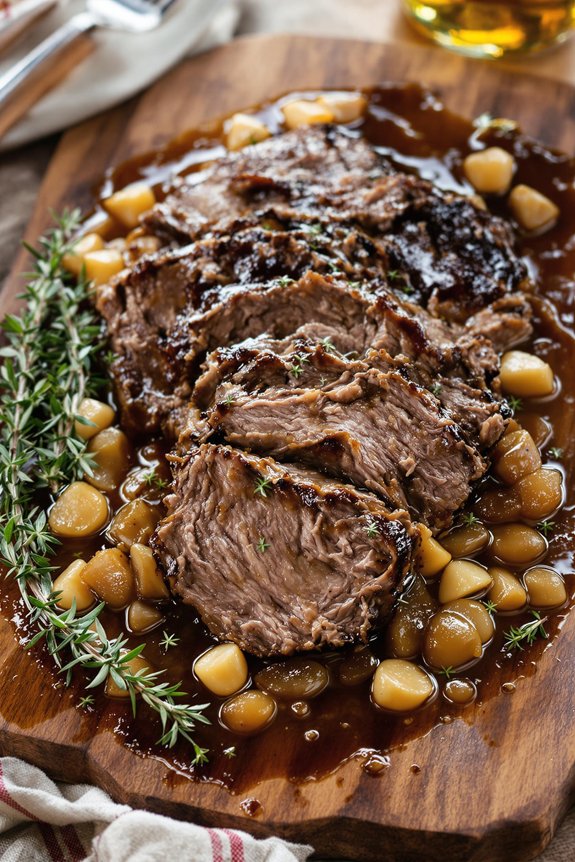 wine soaked garlic pot roast
